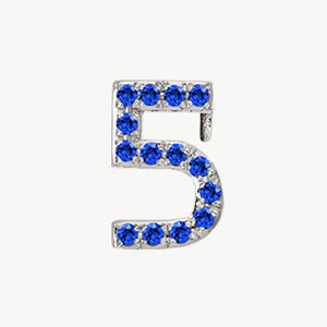 White Gold, Blue Sapphire Number Bead - Image 7