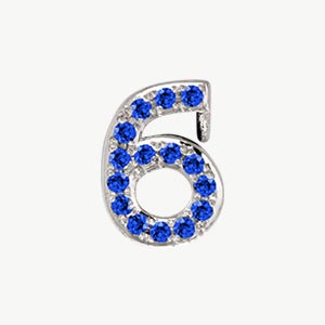 White Gold, Blue Sapphire Number Bead - Image 8