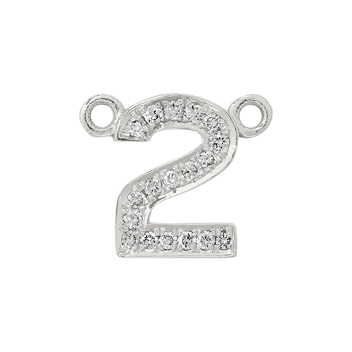 White Diamond + 14k White Gold Number Charm - Image 3