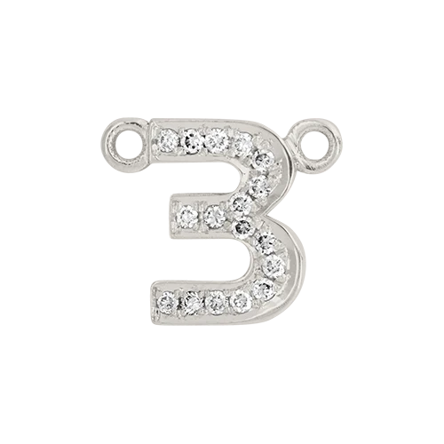 White Diamond + 14k White Gold Number Charm - Image 4