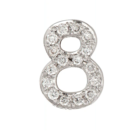 White Gold, White Diamond Number Bead - Image 11