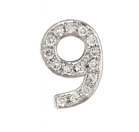 White Gold, White Diamond Number Bead - Image 12