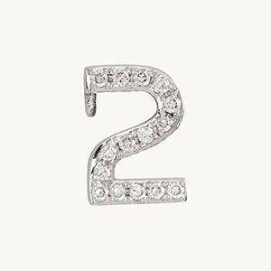 White Gold, White Diamond Number Bead - Image 15