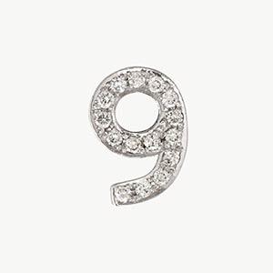 White Gold, White Diamond Number Bead - Image 22