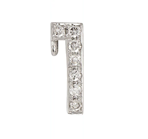 White Gold, White Diamond Number Bead - Image 4
