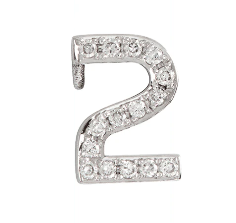 White Gold, White Diamond Number Bead - Image 5