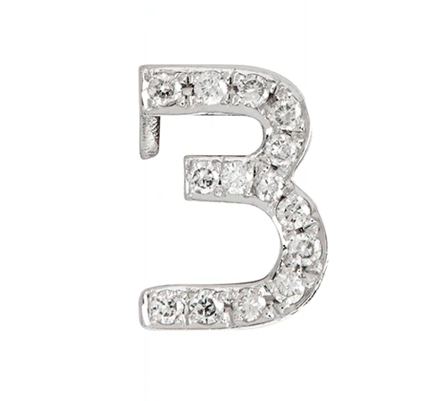 White Gold, White Diamond Number Bead - Image 6