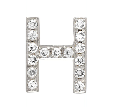 White Gold, White Diamond Letter Bead - Image 10