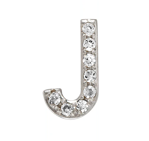 White Gold, White Diamond Letter Bead - Image 12