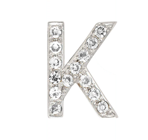 White Gold, White Diamond Letter Bead - Image 13