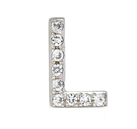 White Gold, White Diamond Letter Bead - Image 14
