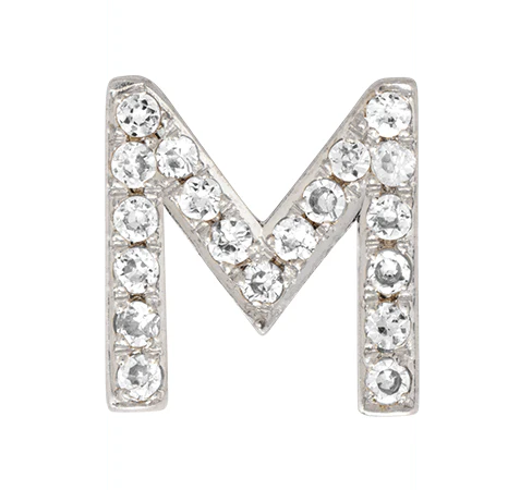 White Gold, White Diamond Letter Bead - Image 15