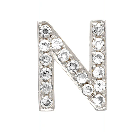White Gold, White Diamond Letter Bead - Image 16