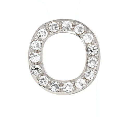 White Gold, White Diamond Letter Bead - Image 17