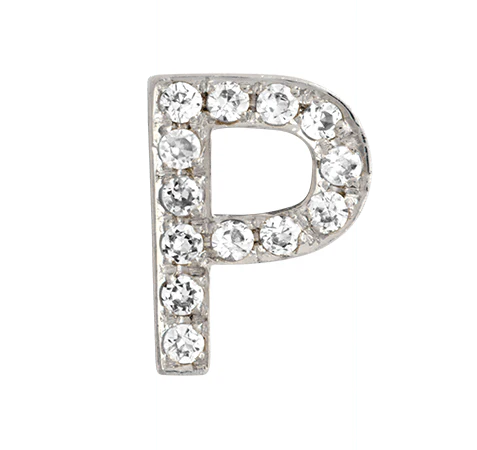 White Gold, White Diamond Letter Bead - Image 18