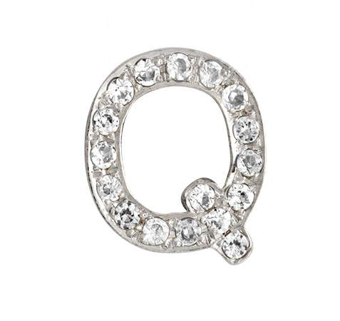 White Gold, White Diamond Letter Bead - Image 19