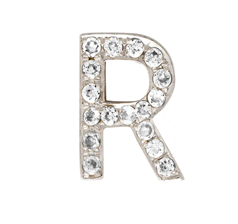 White Gold, White Diamond Letter Bead - Image 20