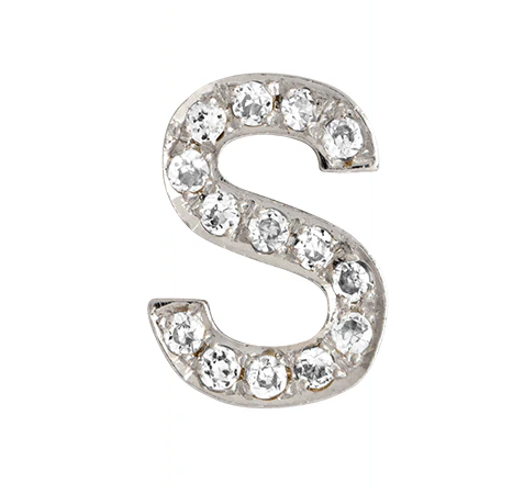 White Gold, White Diamond Letter Bead - Image 21