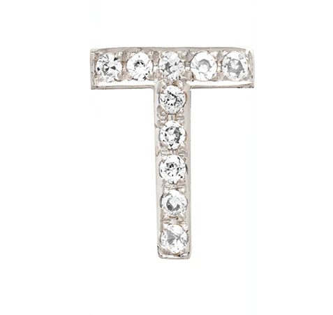 White Gold, White Diamond Letter Bead - Image 22