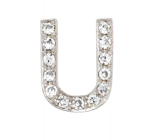 White Gold, White Diamond Letter Bead - Image 23