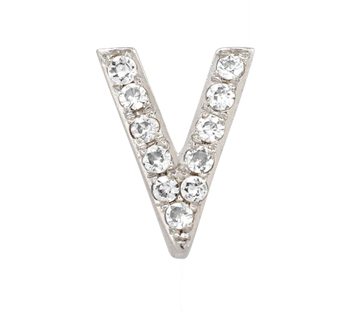 White Gold, White Diamond Letter Bead - Image 24