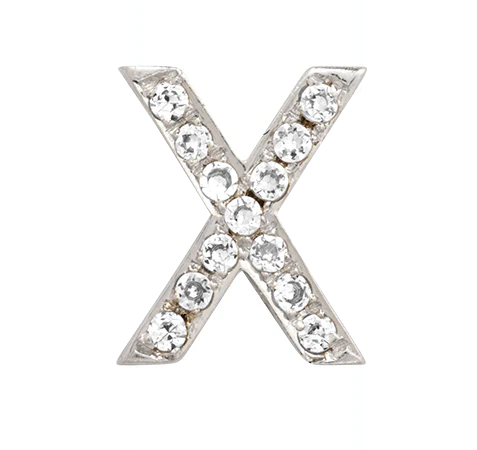 White Gold, White Diamond Letter Bead - Image 26