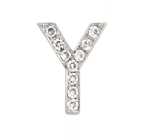 White Gold, White Diamond Letter Bead - Image 27