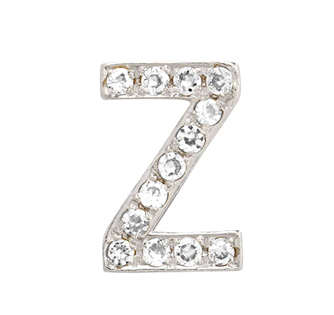 White Gold, White Diamond Letter Bead - Image 28