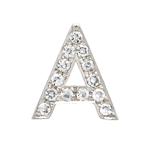 White Gold, White Diamond Letter Bead - Image 3