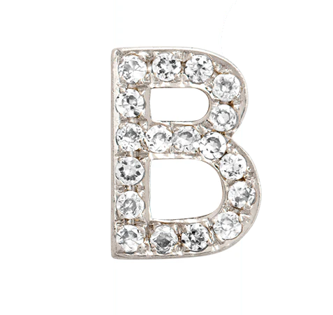 White Gold, White Diamond Letter Bead - Image 4