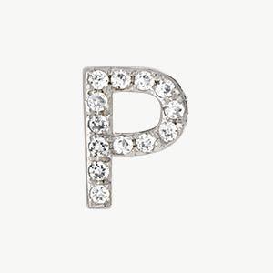 White Gold, White Diamond Letter Bead - Image 44