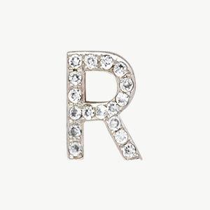 White Gold, White Diamond Letter Bead - Image 46