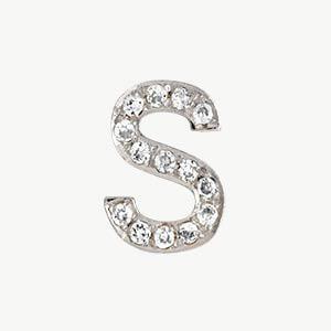 White Gold, White Diamond Letter Bead - Image 47