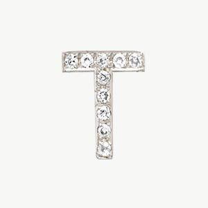 White Gold, White Diamond Letter Bead - Image 48