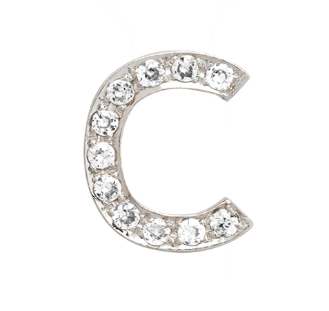 White Gold, White Diamond Letter Bead - Image 5