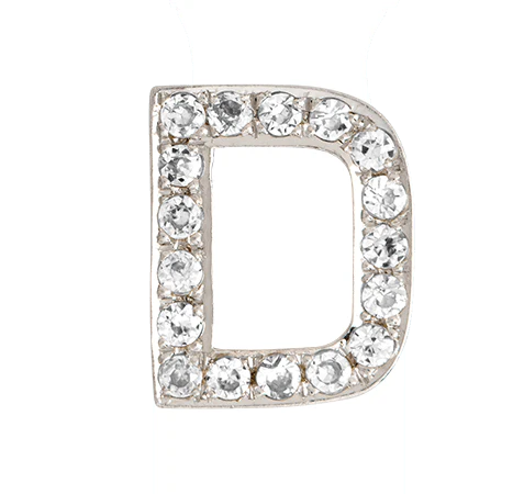 White Gold, White Diamond Letter Bead - Image 6