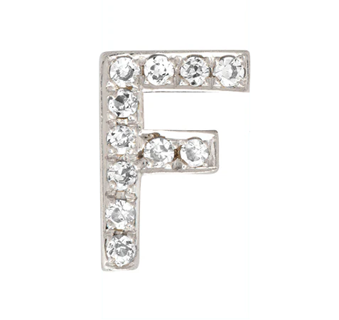 White Gold, White Diamond Letter Bead - Image 8