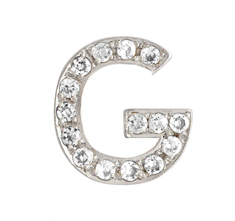 White Gold, White Diamond Letter Bead - Image 9