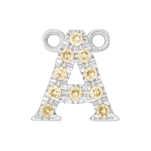 Yellow Sapphire + 14k White Gold Letter Charm