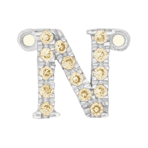 Yellow Sapphire + 14k White Gold Letter Charm - Image 14
