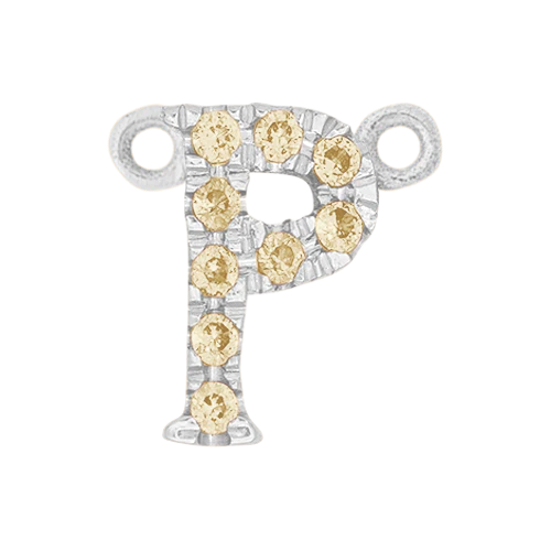 Yellow Sapphire + 14k White Gold Letter Charm - Image 16