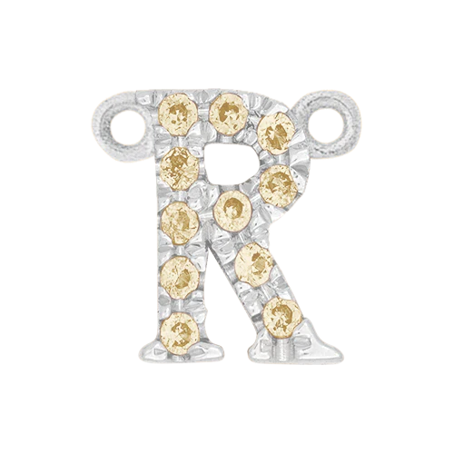 Yellow Sapphire + 14k White Gold Letter Charm - Image 18