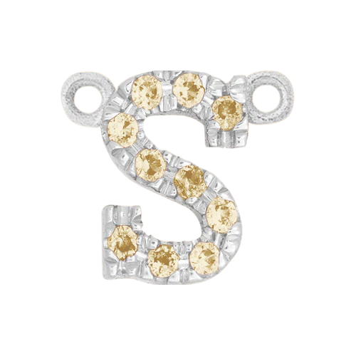 Yellow Sapphire + 14k White Gold Letter Charm - Image 19