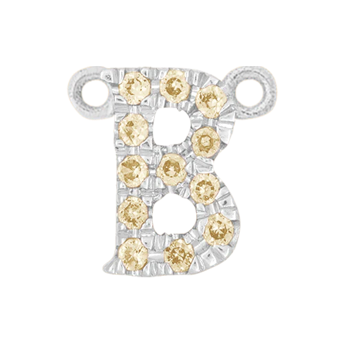 Yellow Sapphire + 14k White Gold Letter Charm - Image 2