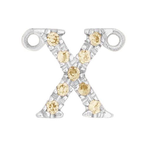 Yellow Sapphire + 14k White Gold Letter Charm - Image 24