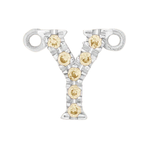 Yellow Sapphire + 14k White Gold Letter Charm - Image 25