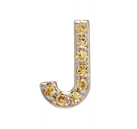 White Gold, Yellow Sapphire Letter Bead - Image 12