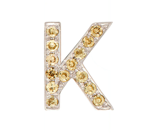 White Gold, Yellow Sapphire Letter Bead - Image 13