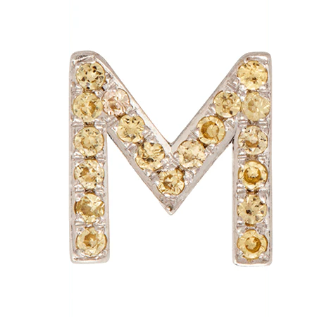 White Gold, Yellow Sapphire Letter Bead - Image 15