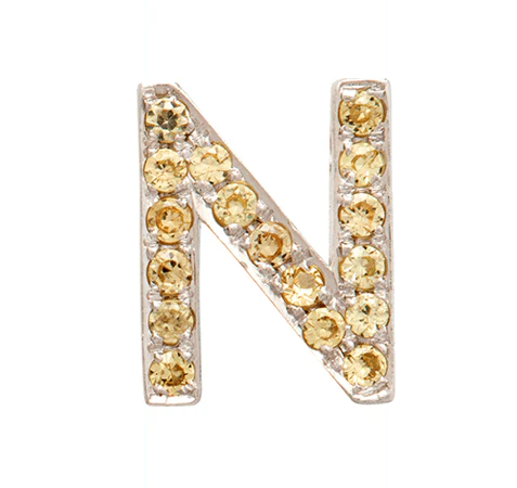 White Gold, Yellow Sapphire Letter Bead - Image 16